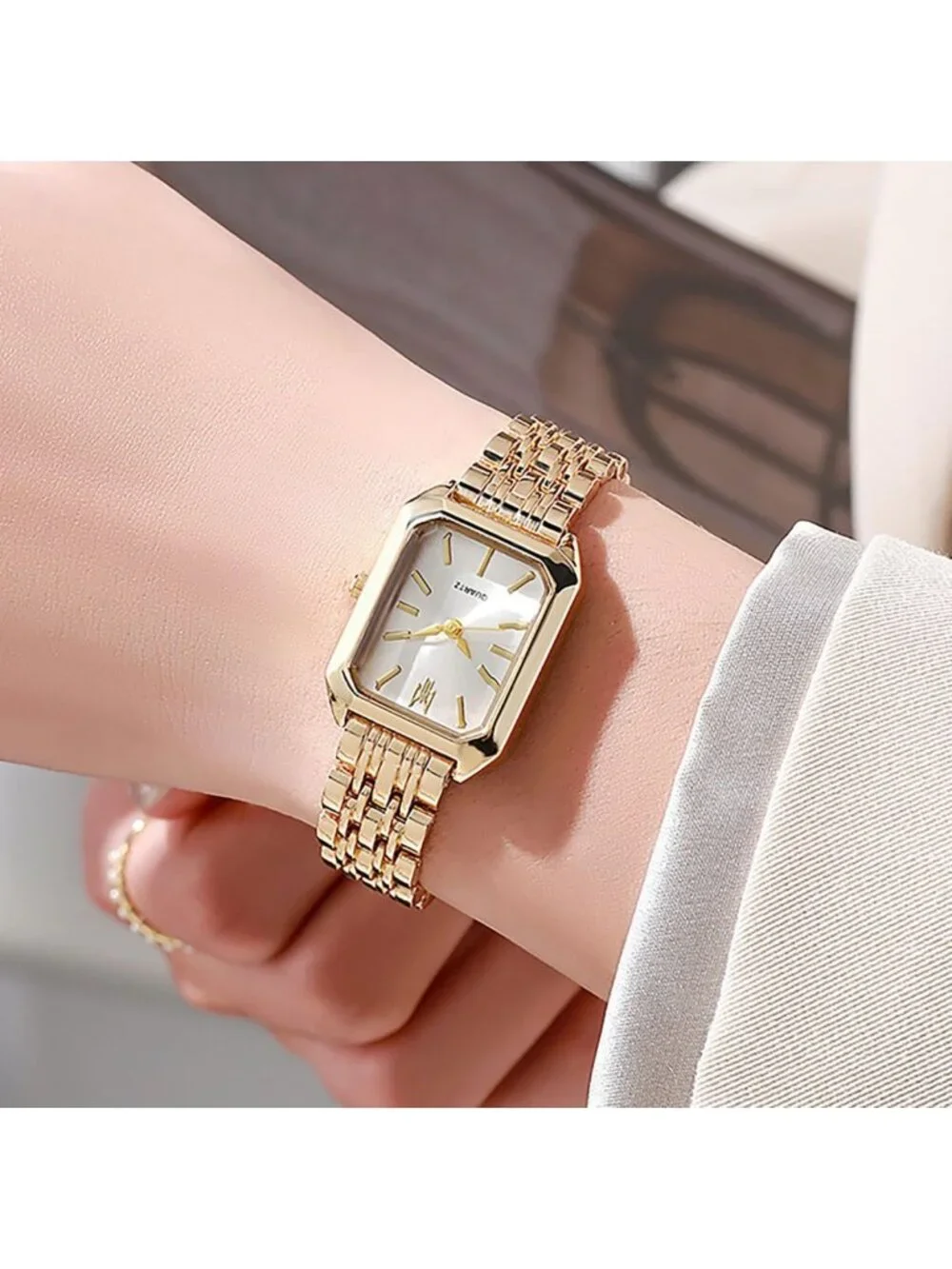 Stylish Women's Square Quartz Watch - Casual Steel Strap Wristwatch for Everyday
